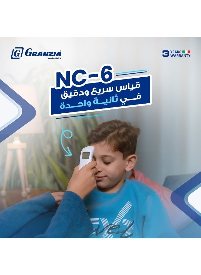  جرانزيا NC-6 - ميزان حرارة بالأشعة تحت الحمراء بدون تلامس للأطفال والبالغين | قراءة في ثانية واحدة، مسافة 3 سم، شاشة ملونة، ذاكرة تخزين 20 قراءة، إيقاف تشغيل تلقائي - Image 4