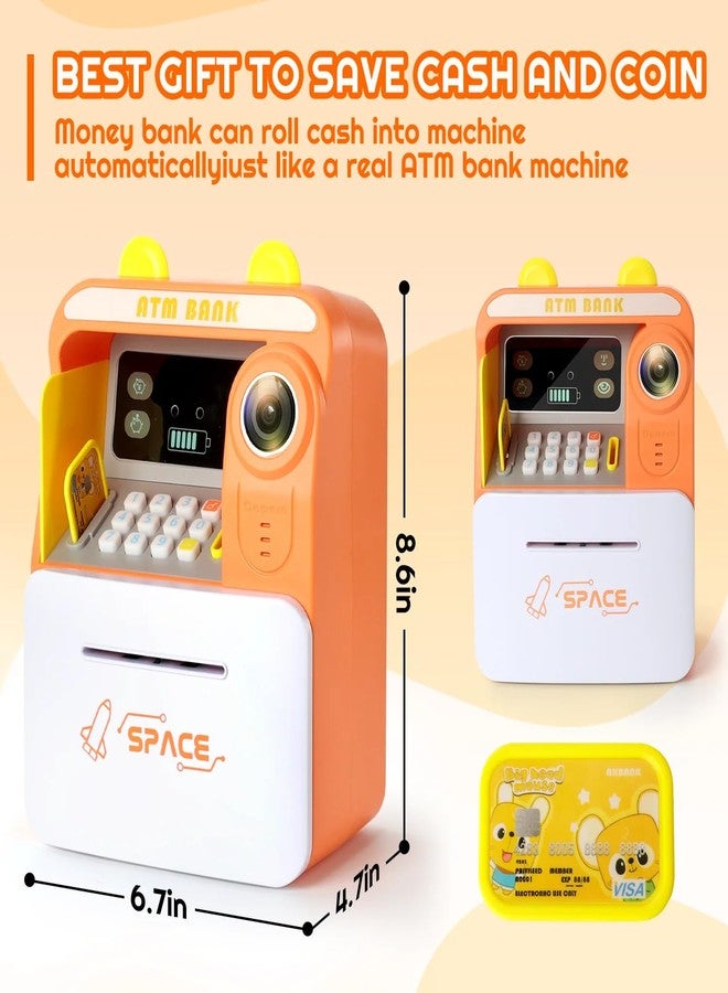 Mummy Please Kids Digital Piggy Bank with Electronic Lock,Money Safe Box wth Finger Print Sensor【Pack of 1】【】 (Camera Orange) - Image 3