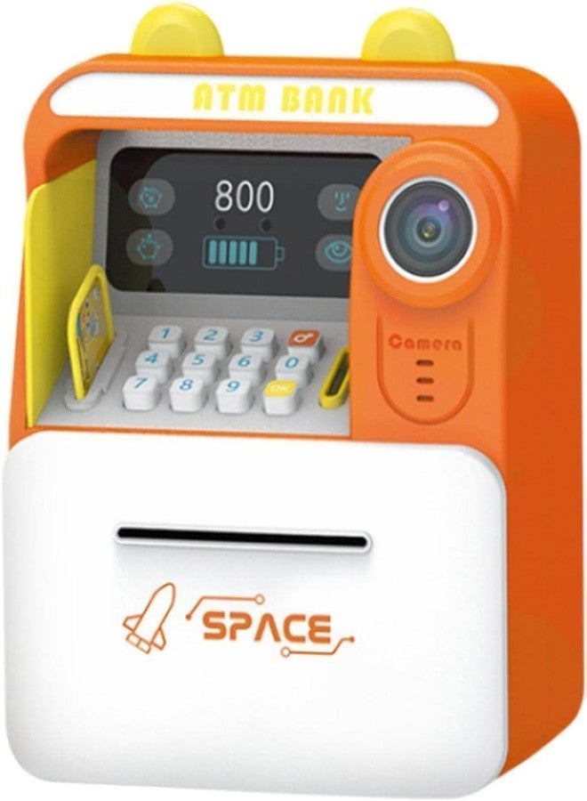 Mummy Please Kids Digital Piggy Bank with Electronic Lock,Money Safe Box wth Finger Print Sensor【Pack of 1】【】 (Camera Orange) - Image 1