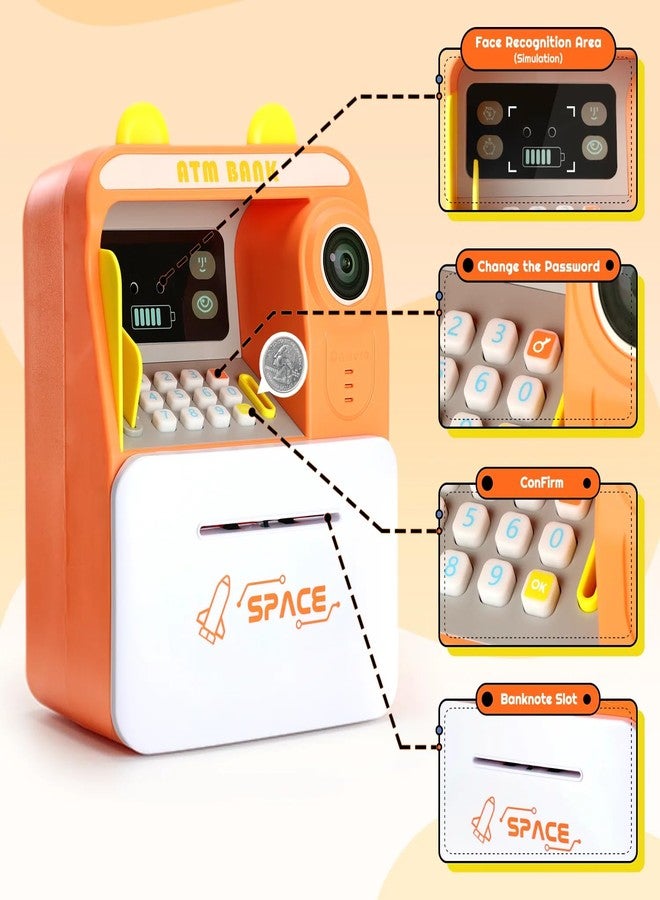 Mummy Please Kids Digital Piggy Bank with Electronic Lock,Money Safe Box wth Finger Print Sensor【Pack of 1】【】 (Camera Orange) - Image 2