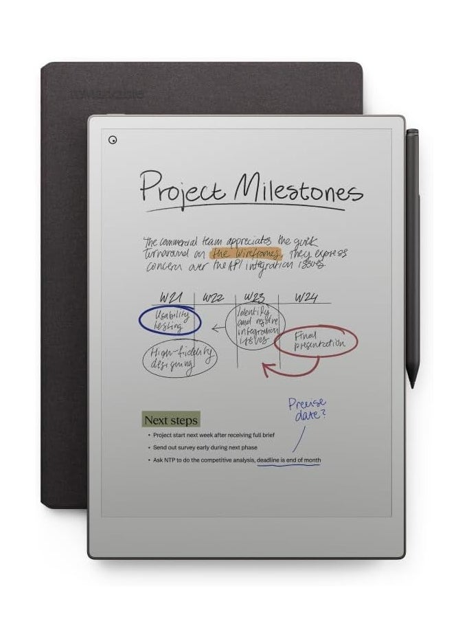 Remarkable - reMarkable Paper Pro Bundle - 11.8” Color Digital Tablet with Marker Plus & Mosaic Wave Folio Cover, Adjustable Reading Light, Real Paper Feel, and 14-Day Battery Life - Image 1