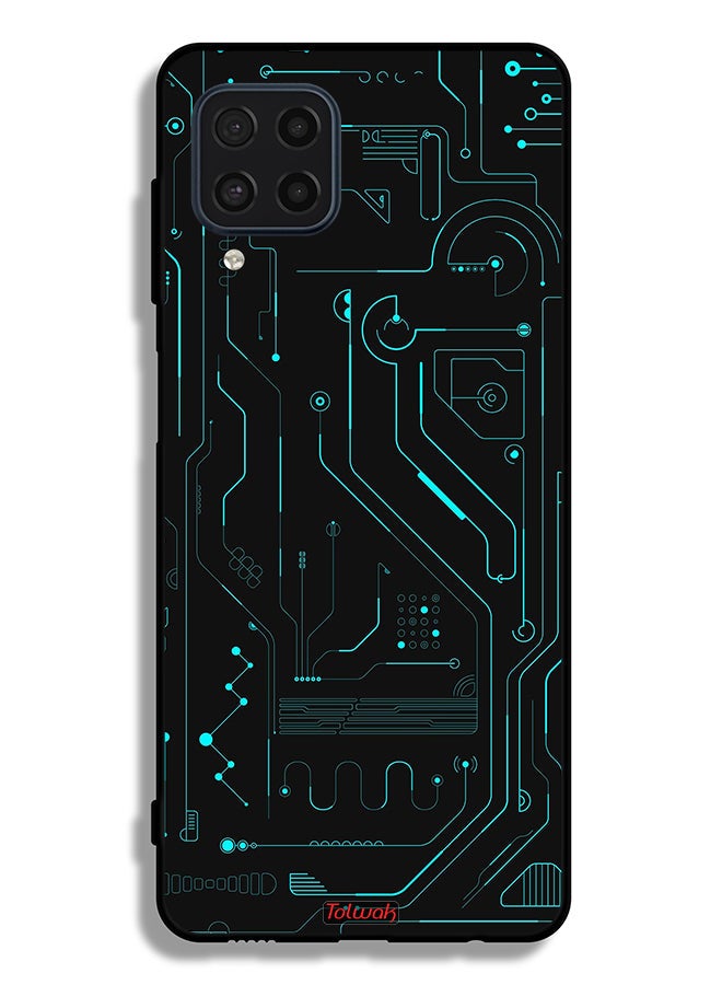 Tolwak Samsung Galaxy M32 4G Protective Case Cover Digital Art Circuits Minimalism Multiple Display - Image 2