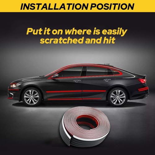 AutoBizarre Car Side Skirt Edge Anti-Collision Anti-Scratch Black Rubber & Chrome Tape Strip 6cm x 4mtrs for Car Door/Side Protection & Decoration Universal for All Cars - Image 5