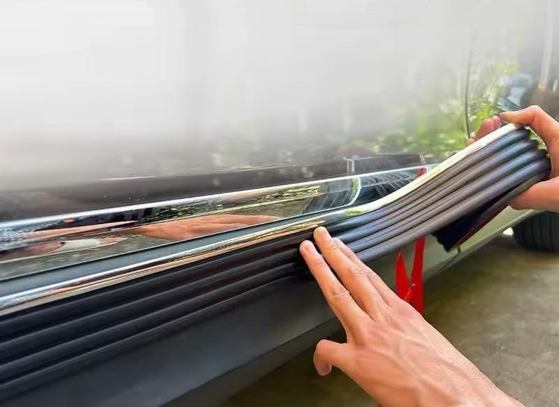 AutoBizarre Car Side Skirt Edge Anti-Collision Anti-Scratch Black Rubber & Chrome Tape Strip 6cm x 4mtrs for Car Door/Side Protection & Decoration Universal for All Cars - Image 2