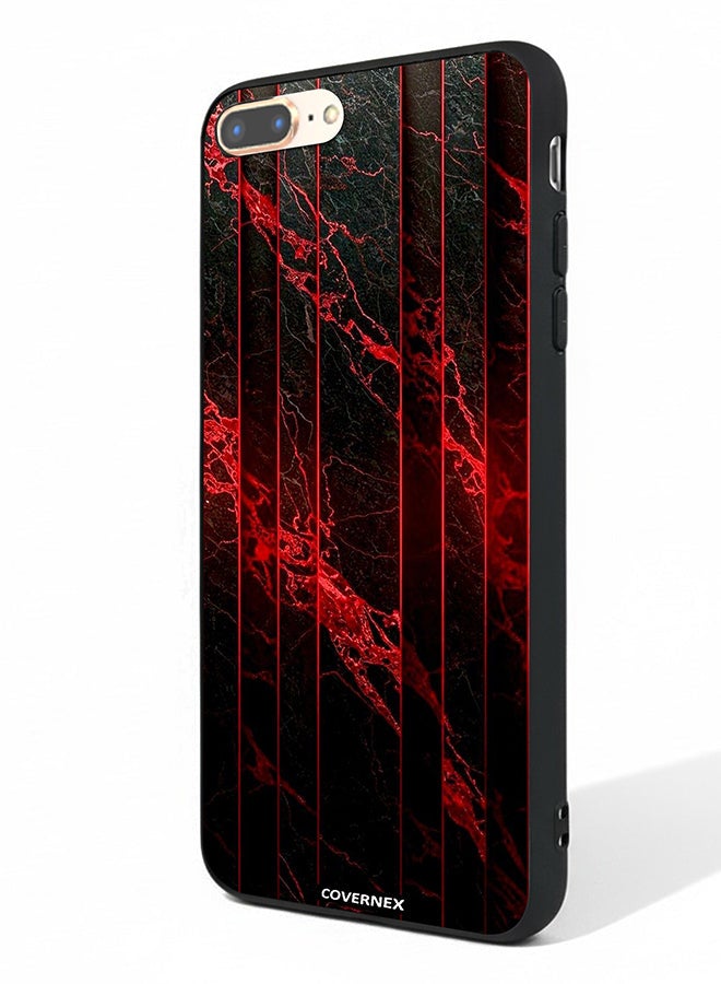 Covernex Apple iPhone 7 Plus Protective Case Cover Printed Featuring Crimson and Veined Marble Texture - Image 1