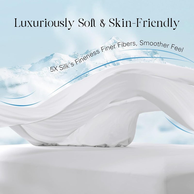 DOWNCOOL 4-Piece Cooling Sheet Set Full Size, Cooling Bed Sheets for Hot Sleepers and Night Sweats, Q-Max>0.4, Soft & Breathable Summer Bedding Sheets, Deep Pocket Up to 15", White - Image 5