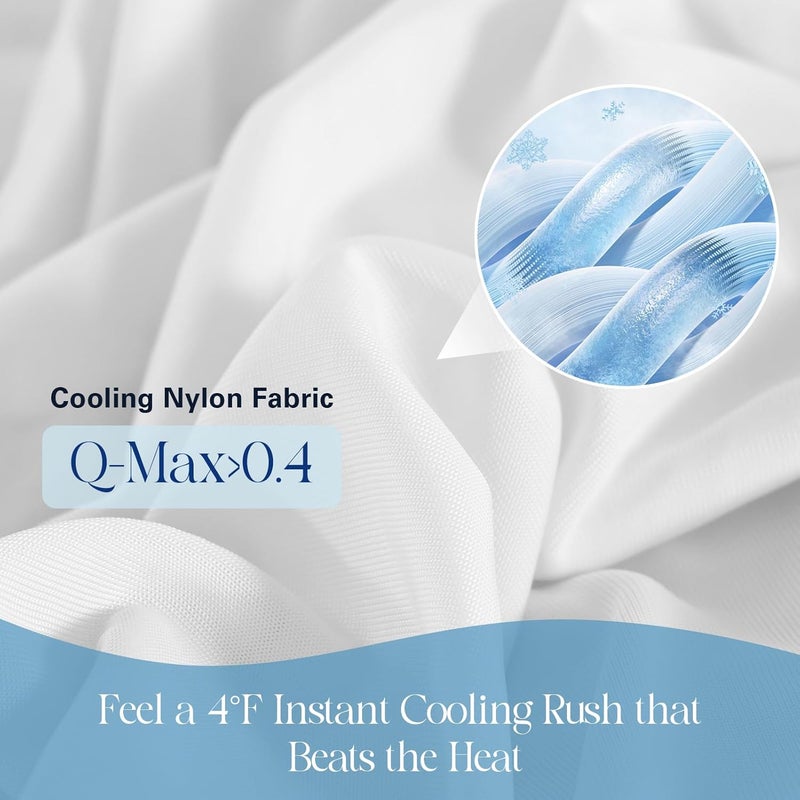 DOWNCOOL 4-Piece Cooling Sheet Set Full Size, Cooling Bed Sheets for Hot Sleepers and Night Sweats, Q-Max>0.4, Soft & Breathable Summer Bedding Sheets, Deep Pocket Up to 15", White - Image 3