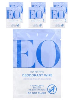 Refreshing Deodorant Wipes Calming French Lavender 6 Single Towelettes