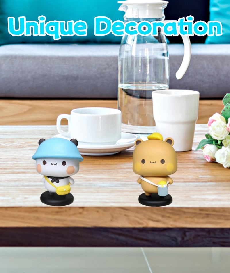 SQUISHCO 2Pcs Car Decoration Items Interior, Car Dashboard Accessories Toys, Adorable Panda Decor for Vehicle Interior, Fun Car Dashboard Decoration Items for Office Desk Decor and Gift Giving - Image 3
