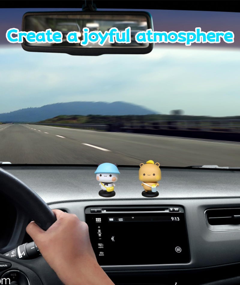 SQUISHCO 2Pcs Car Decoration Items Interior, Car Dashboard Accessories Toys, Adorable Panda Decor for Vehicle Interior, Fun Car Dashboard Decoration Items for Office Desk Decor and Gift Giving - Image 4
