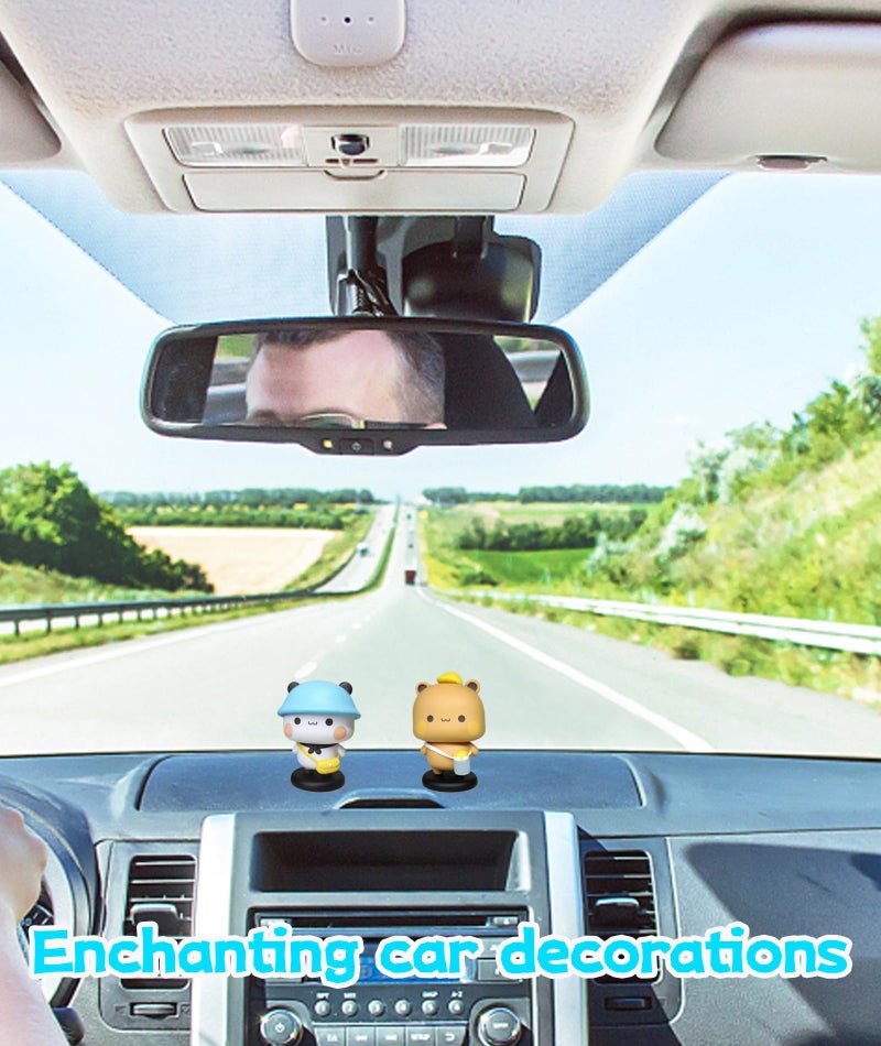 SQUISHCO 2Pcs Car Decoration Items Interior, Car Dashboard Accessories Toys, Adorable Panda Decor for Vehicle Interior, Fun Car Dashboard Decoration Items for Office Desk Decor and Gift Giving - Image 2