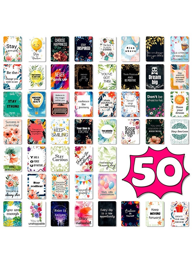 50 بطاقة تحفيزية، بطاقات تأكيد مع ظهر فارغ، بطاقات تشجيع ذاتي مع اقتباسات، بطاقات تحفيزية للموظفين والطلاب والزملاء، بطاقات بريدية للطاقة الإيجابية مع اقتباسات ملهمة، هدية روحانية - Image 1