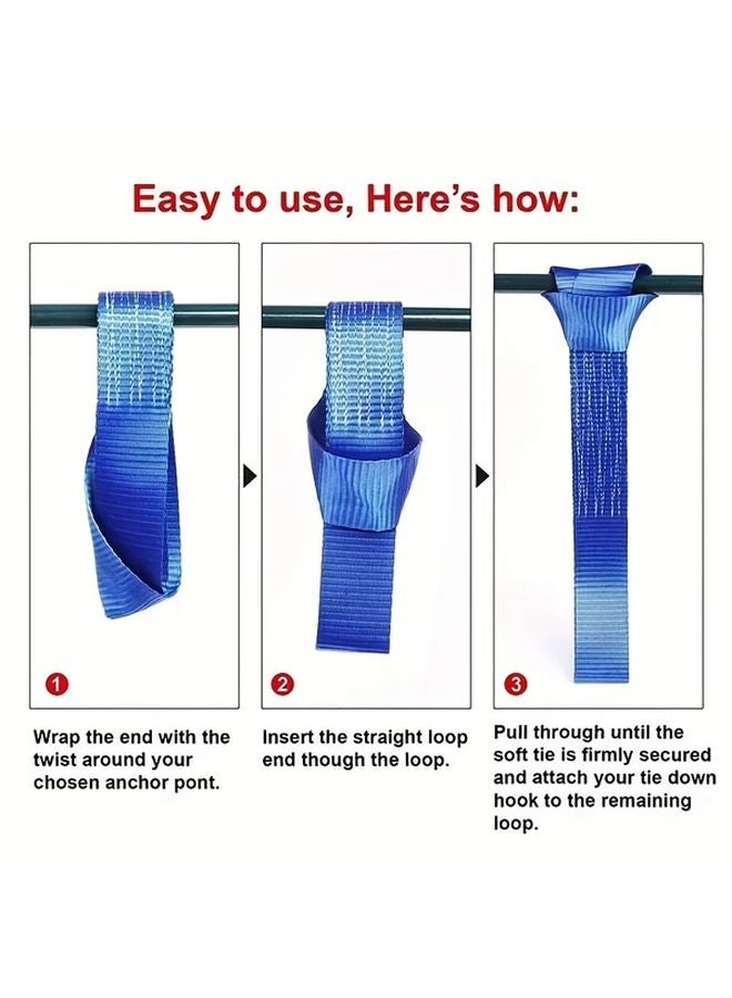 12pcs Blue Diamond Pattern Polyester Motorcycle Soft Loop Straps for Cargo Securing - Image 5