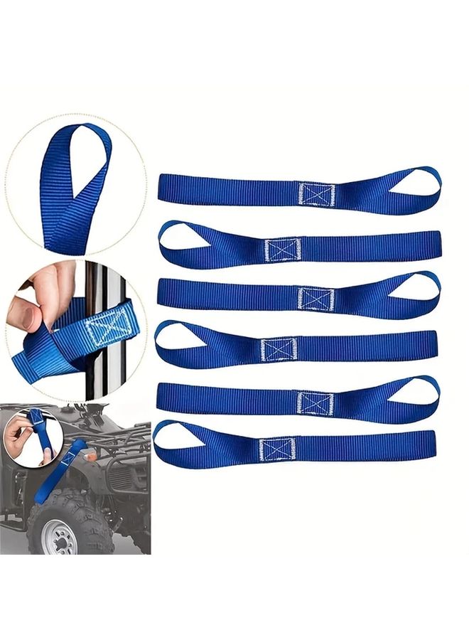 12pcs Blue Diamond Pattern Polyester Motorcycle Soft Loop Straps for Cargo Securing - Image 4