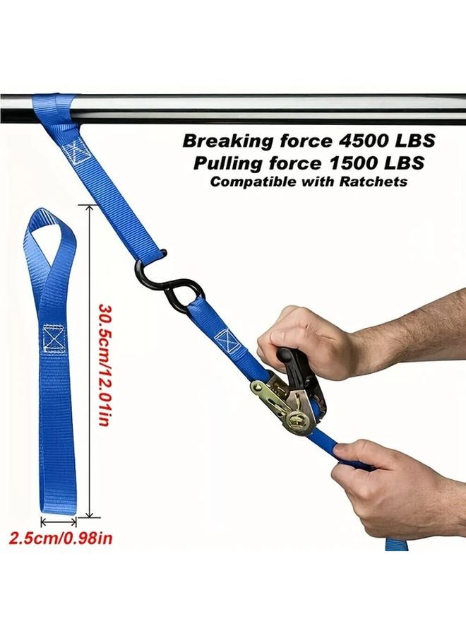 12pcs Blue Diamond Pattern Polyester Motorcycle Soft Loop Straps for Cargo Securing - Image 3