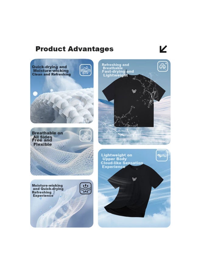 Veidoorn Men'S Short Sleeve T-Shirt Sports Summer Casual Breathable Quick-Drying Ice Silk Running Basketball Half Sleeve Top White M - Image 4