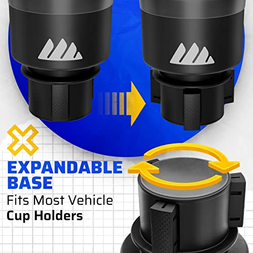 Integral Hydro Expander - Car Cup Holder Expander Organizer with Adjustable Base - Rubber Tabs Hold Most 32 - 40 oz Bottles and Large Cups - Image 3