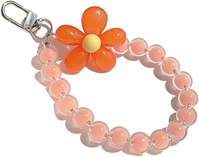 KHOLAD Mobile Phone Strap Pearl Beaded Flower Bracelet Creative Hanging Rope Keychain Anti-Lost Phone Case Lanyard Girl Women's Wrist Strap Phone Charms - Image 1