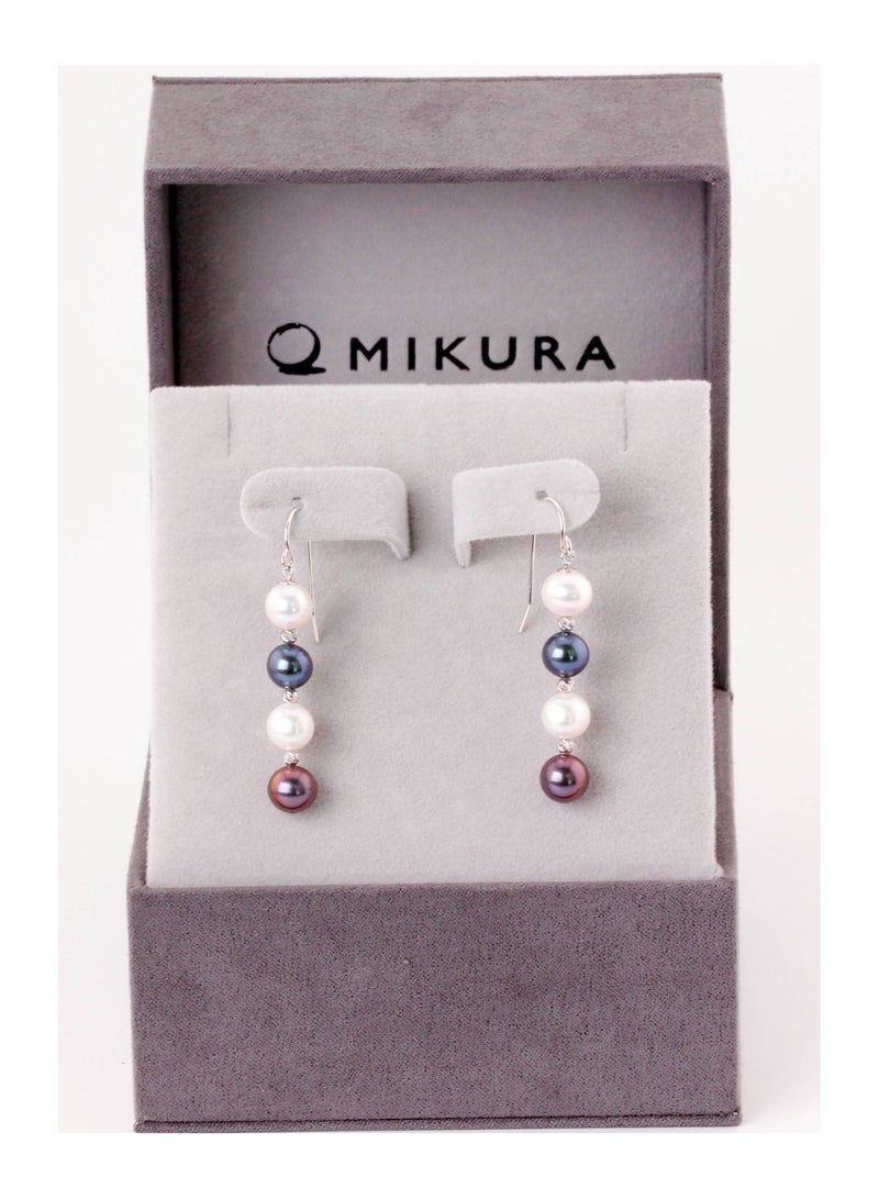 MIKURA Earrings Freshwater Pearls White & Treated Black Color - Image 2