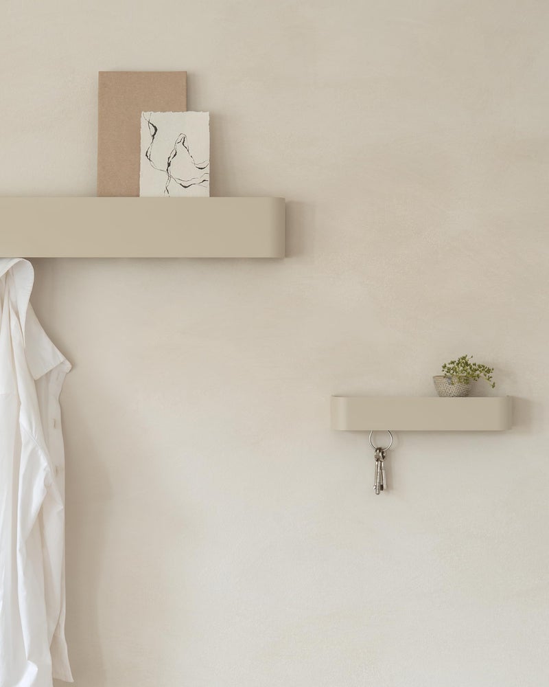 Kazai. Key Holder for Wall 'Tone' | Minimalist Key Hooks Design from Berlin | Modern Key Hanger with Metal Shelf | Key Hook Wall Mounted as Hallway Furniture | Taupe - Image 3