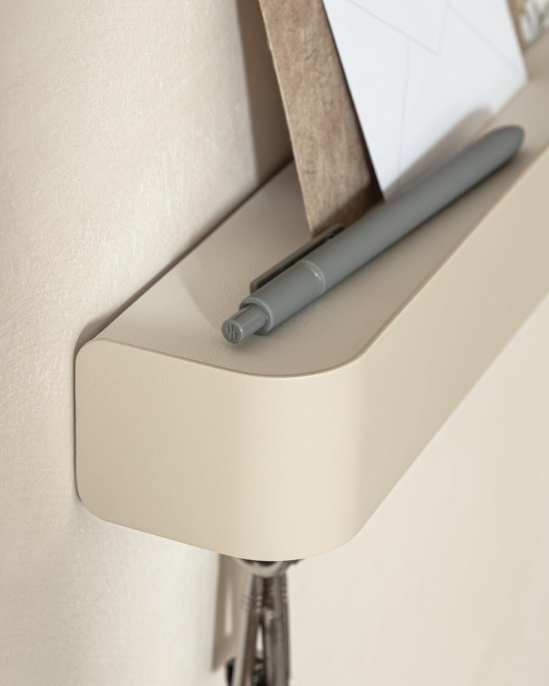 Kazai. Key Holder for Wall 'Tone' | Minimalist Key Hooks Design from Berlin | Modern Key Hanger with Metal Shelf | Key Hook Wall Mounted as Hallway Furniture | Taupe - Image 2