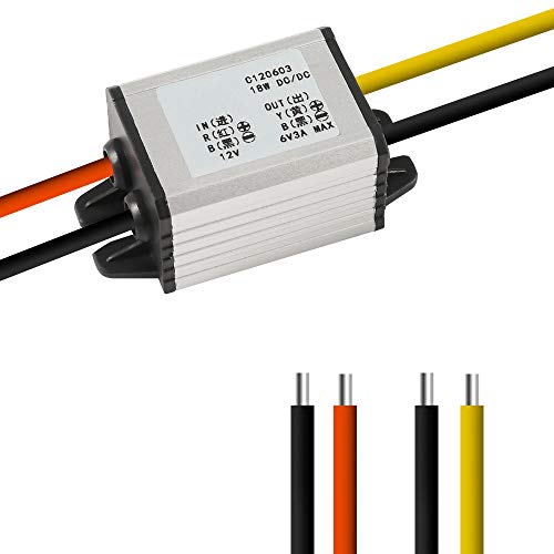 Dorhea 12V to 6V Car Power Voltage Converter - DC 9V-22V to DC 6V Buck Voltage 3A 18W Waterproof Step Down Module for LED Display, Radio & Automotive Use - Image 1