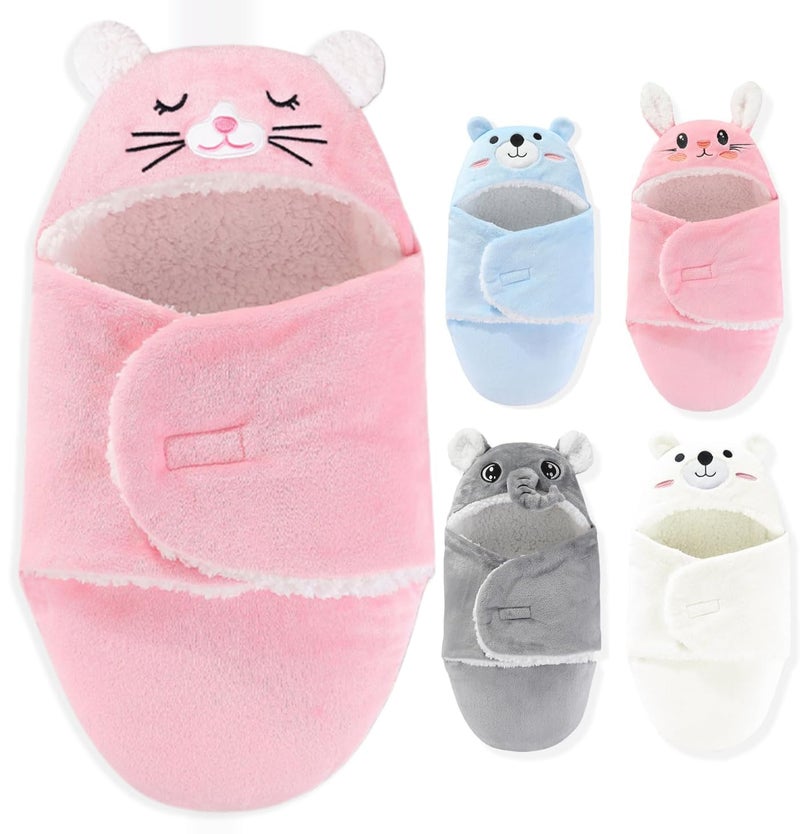 SEVDO Swaddles for NewbornsPersonalized Baby Sleep SackInfant Cute Plush Receiving Blanket 06 Months for Girl Boy Pink Cat - Image 3