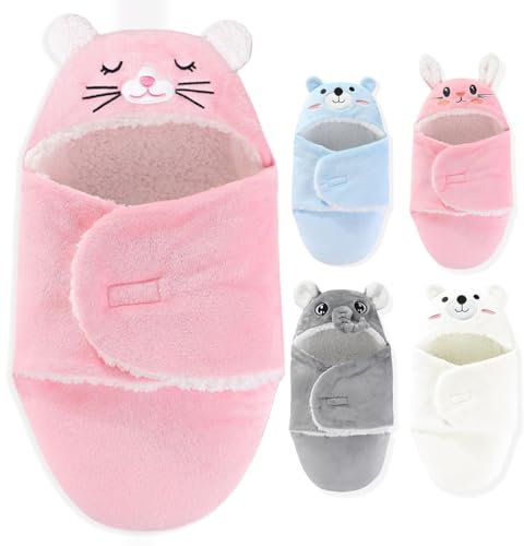 SEVDO Swaddles for NewbornsPersonalized Baby Sleep SackInfant Cute Plush Receiving Blanket 06 Months for Girl Boy Pink Cat - Image 1