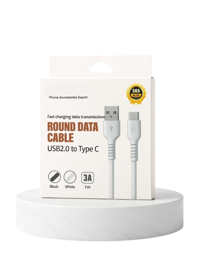 كابل تايب-سي شحن سريع 3 أمبير – طول 1 متر – USB2.0 لنقل البيانات – متين وعملي للهواتف والأجهزة الذكية - Image 1