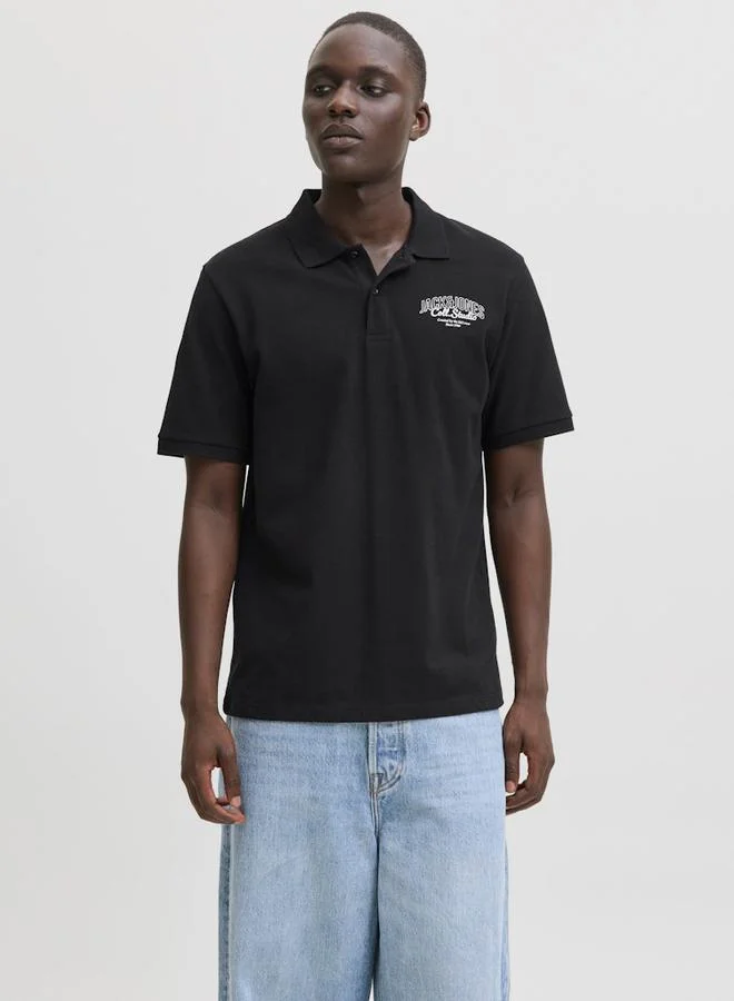 JACK & JONES Jack & Jones JJMakoto Logo Print Short Sleeves Polo