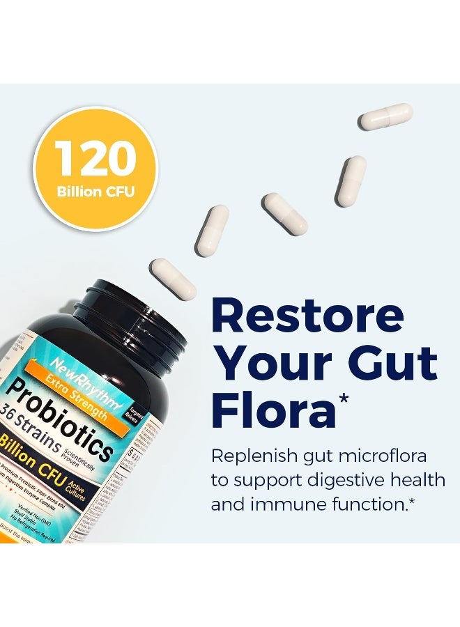 NewRhythm Vegan Non-GMO Extra Strength Probiotics - 120 Billion CFU 36 Strains - Image 2