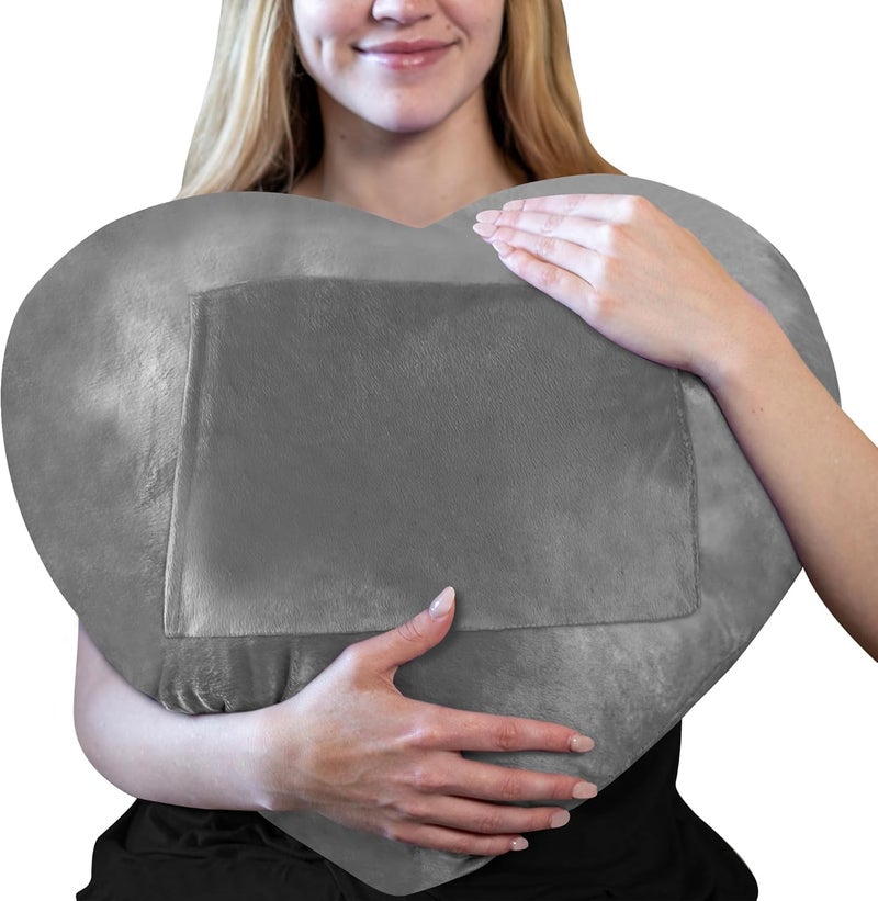 Heart Pillow for Recovery in Charcoal Grey