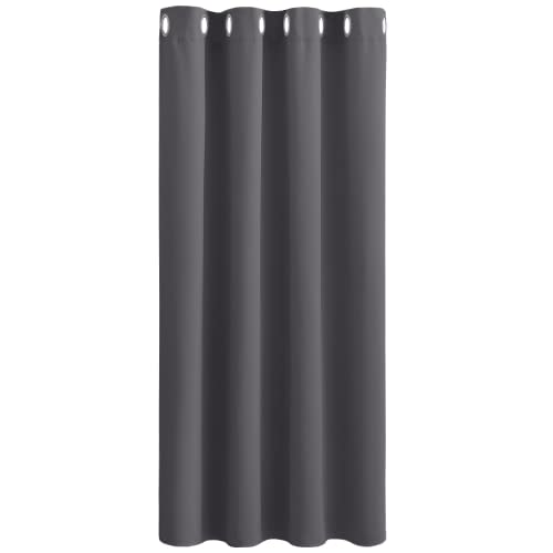PONY DANCE Eyelet Blackout Curtain  Grey Curtains 55 x 70inches Single Thermal Gray Drape for Bedroom with Silver Eyelet for Nursery Soft Light Blocking Window Treatment 1 Panel Grey