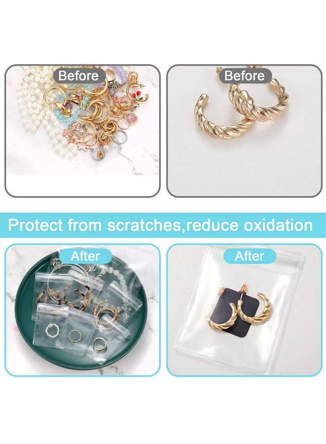 Sureio 200 Pcs Anti Tarnish Strips with Clear Plastic Jewelry Bags Sets, 100 Assorted Size Transparent Jewelry Storage Bags and 100 Anti Tarnish Strips for Packaging Jewelry Rings Earrings - Image 4