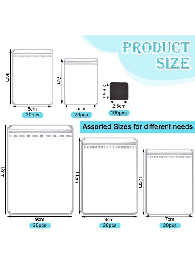 Sureio 200 Pcs Anti Tarnish Strips with Clear Plastic Jewelry Bags Sets, 100 Assorted Size Transparent Jewelry Storage Bags and 100 Anti Tarnish Strips for Packaging Jewelry Rings Earrings - Image 3