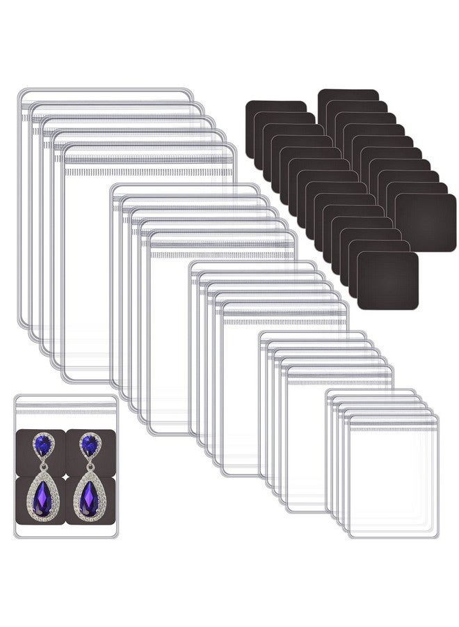 Sureio 200 Pcs Anti Tarnish Strips with Clear Plastic Jewelry Bags Sets, 100 Assorted Size Transparent Jewelry Storage Bags and 100 Anti Tarnish Strips for Packaging Jewelry Rings Earrings - Image 1