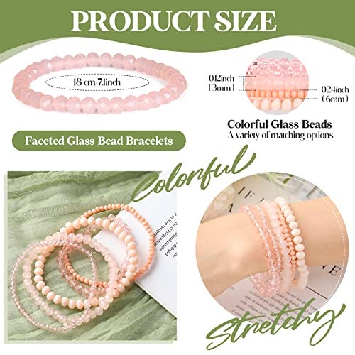 Junkin 60 Pcs Crystal Beaded Bracelets Bulk for Women Bohemian Multi Layer Stacking Statement Stretchy Strand Crystal Bead Bracelets Versatile Slip on Shiny(Multicolor) - Image 2