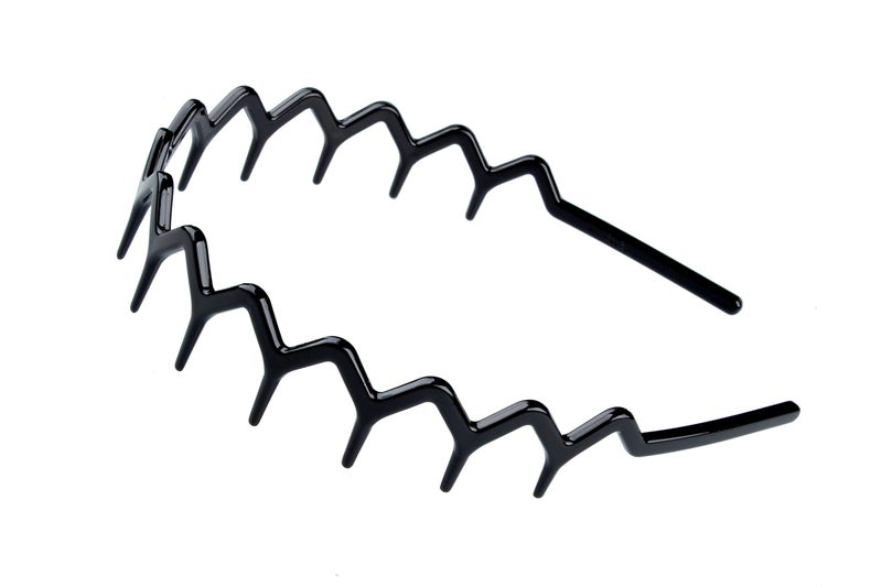 KALIYOTO Set of 2 Zig Zag Black Plastic Sharks ToothHair Comb Headband (2 Black Color) - Image 2