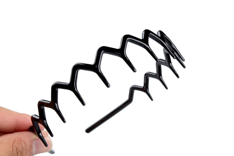 KALIYOTO Set of 2 Zig Zag Black Plastic Sharks ToothHair Comb Headband (2 Black Color) - Image 3