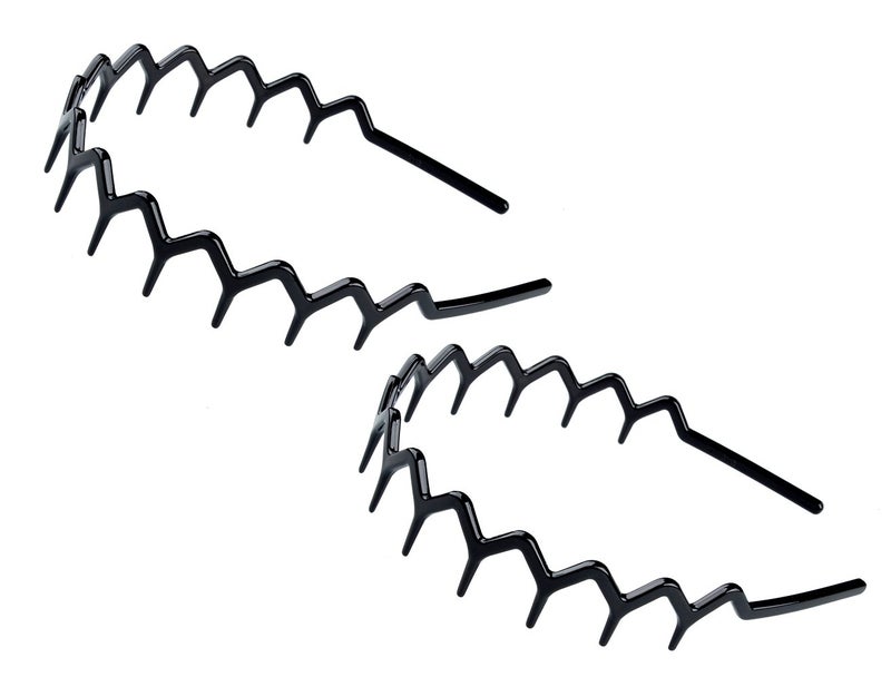 KALIYOTO Set of 2 Zig Zag Black Plastic Sharks ToothHair Comb Headband (2 Black Color) - Image 1