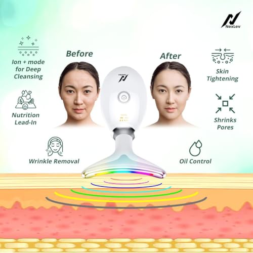 Nexlev Skin Lift Device | 7 Color LED | Face & Neck Skin Lifting| 3 Massage Modes| Face Sculpting Tool |Micro-currents to reduce Wrinkles| Hot Compress | Rechargeable| Type-C| 180 Min Use| Glow+ LE-04 - Image 3