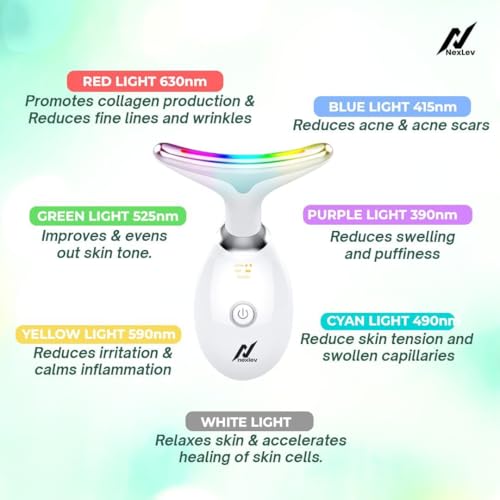 Nexlev Skin Lift Device | 7 Color LED | Face & Neck Skin Lifting| 3 Massage Modes| Face Sculpting Tool |Micro-currents to reduce Wrinkles| Hot Compress | Rechargeable| Type-C| 180 Min Use| Glow+ LE-04 - Image 4