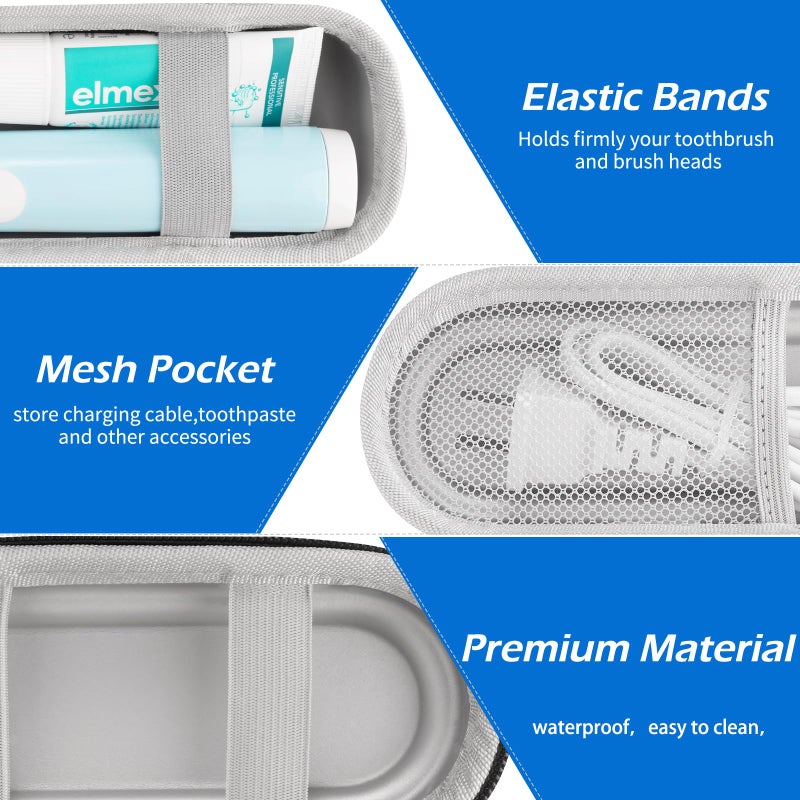 TYSORETY Toothbrush Travel Case for Oral B/Oral-B Pro 1000 1500 5000 7000 & Philips Sonicare 4100 1100 5300 5100 6100/iO Electric Toothbrush, Hard Protective Storage Bag (Black) - Image 3