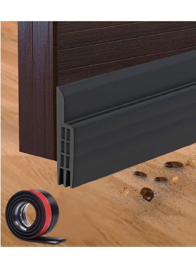 DOOR DRAFT STOPPER, 100 CM LENGTH UNDER DOOR SEAL, DOOR SWEEP FOR EXTERIOR & INTERIOR DOORS, DOOR BOTTOM DRAFT BLOCKER DUST AND NOISE INSULATION WEATHER STRIPPING DRAFT GUARD INSULATOR, BLACK