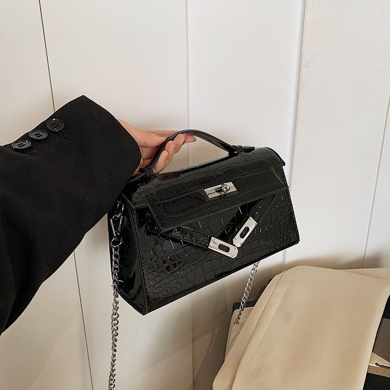 Bag Women'S Versatile Fashion Texture Slung Small Bag Crocodile Kelly Bag Shoulder Bag - Image 4