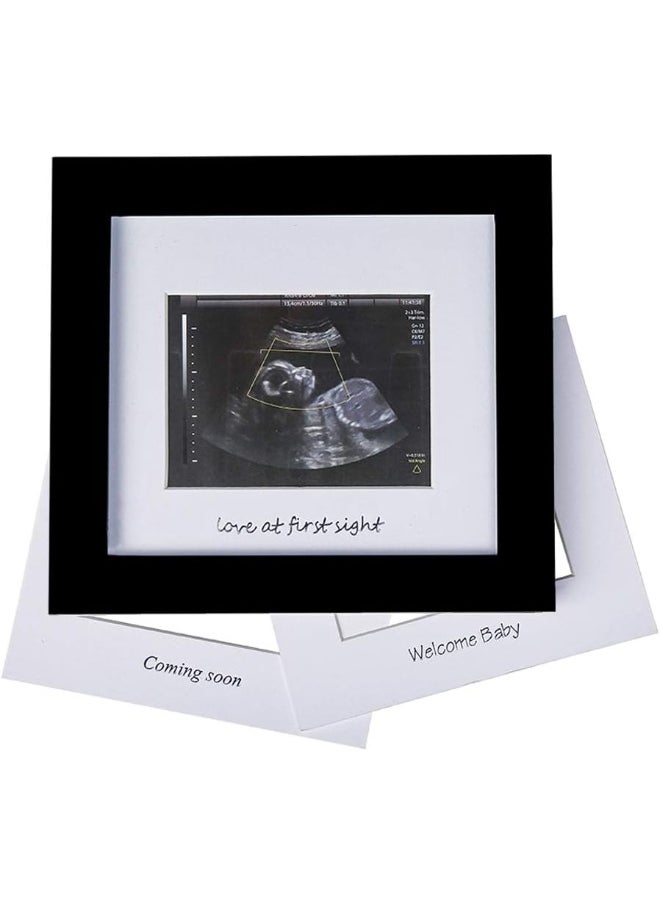 IHEIPYE IHEIPYE Baby Sonogram Photo Frame - 1st Ultrasound Picture Frame - Idea Gift for Expecting Parents, Baby Shower, Gender Reveal Party, Baby Nursery Decor (Silver Text, Black)  - Image 1