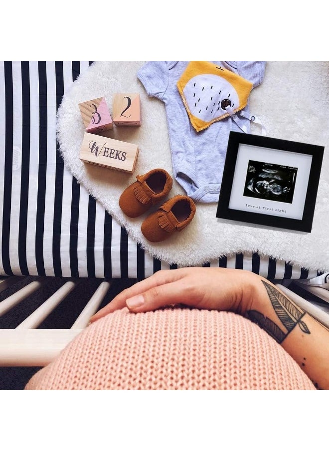 IHEIPYE IHEIPYE Baby Sonogram Photo Frame - 1st Ultrasound Picture Frame - Idea Gift for Expecting Parents, Baby Shower, Gender Reveal Party, Baby Nursery Decor (Silver Text, Black)  - Image 3