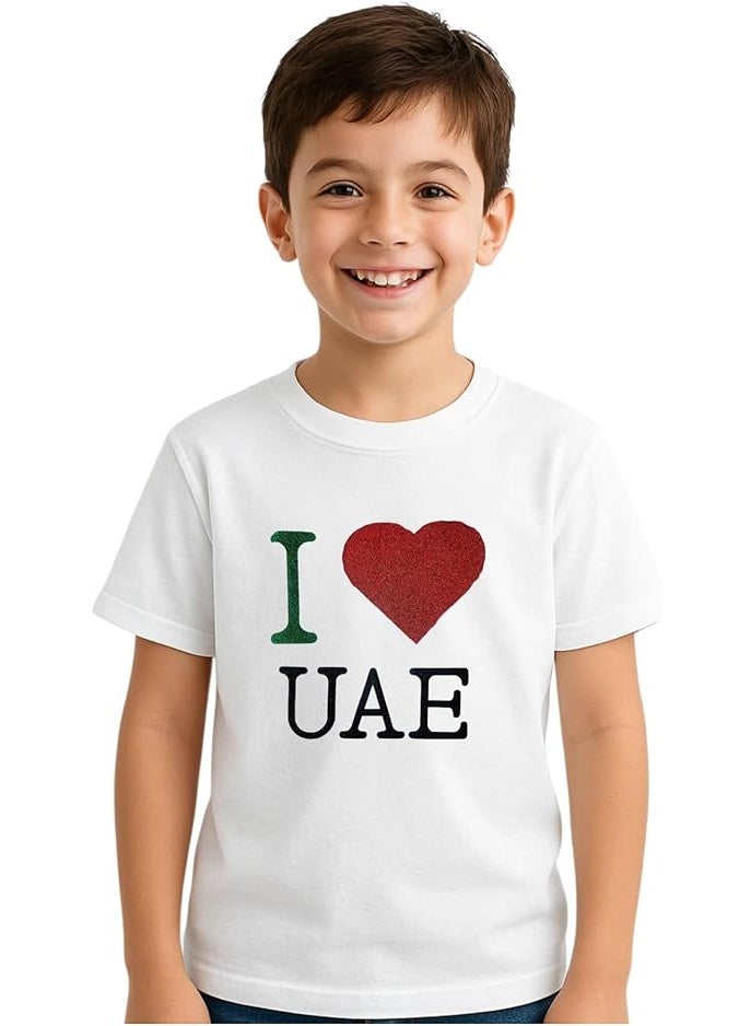 داديز أنجل تيشيرت "أنا أحب الإمارات" للأطفال - ملابس احتفالية باليوم الوطني - تيشيرت قطني مريح للأولاد والبنات - Image 1