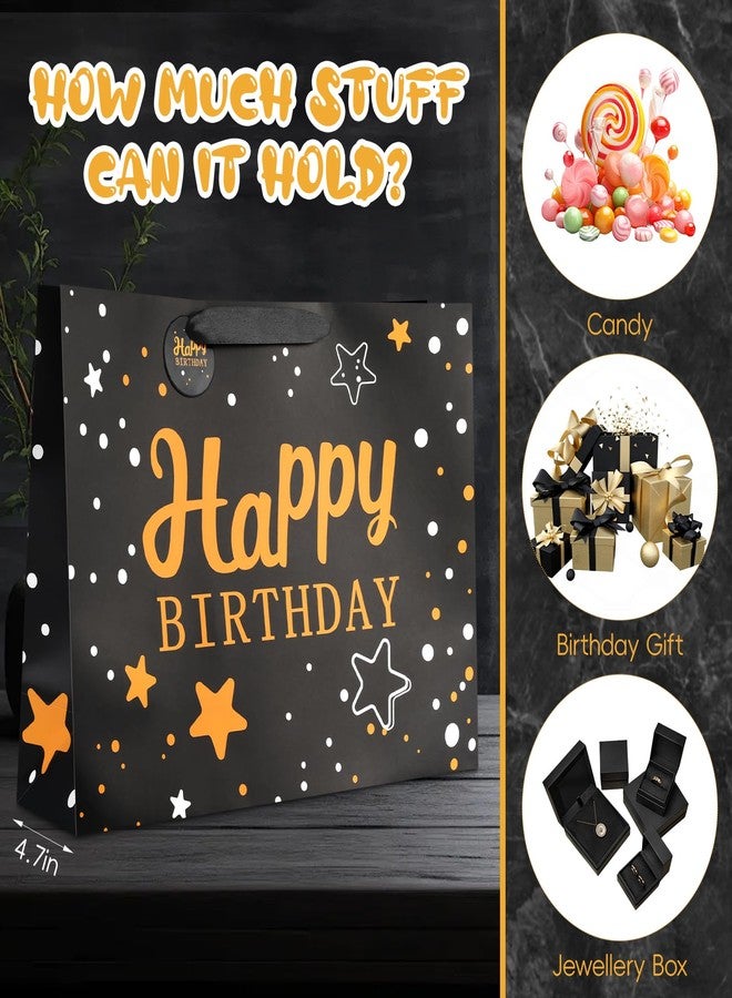 YoungTree Large Happy Birthday Gift Bag with Tissue Papers and Greeting Card, Mothers Day Bag, Portable Paper Gift Bags with Handles, Present Bags for Mother's Day Wedding Party (Black Starry Sky) - Image 5