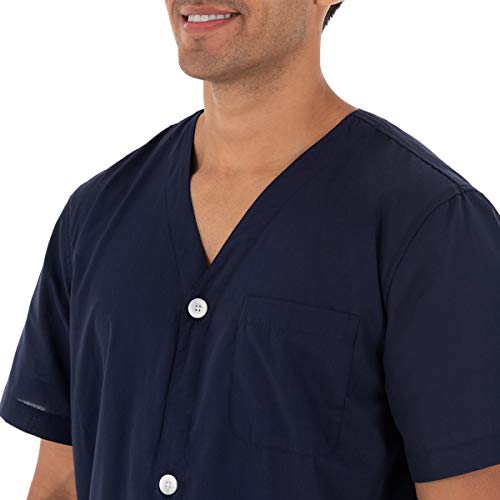 Fruit of the Loom Men's Broadcloth Short Sleeve Pajama Set, Midnight Blue, X-Large - Image 4